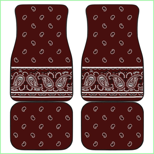 Quad Burgundy Bandana Car Mats - Fancy