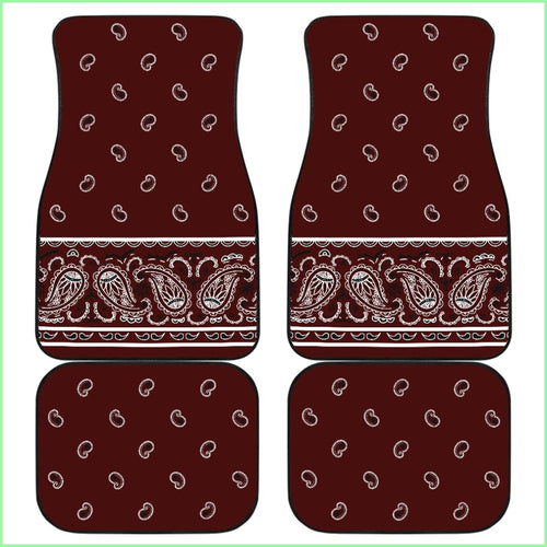 Quad Burgundy Bandana Car Mats - Fancy