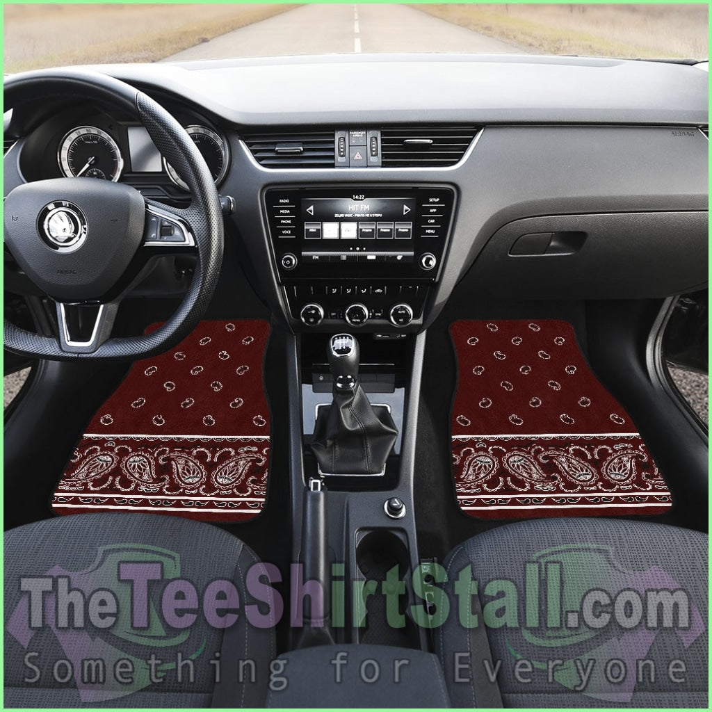 Quad Burgundy Bandana Car Mats - Fancy