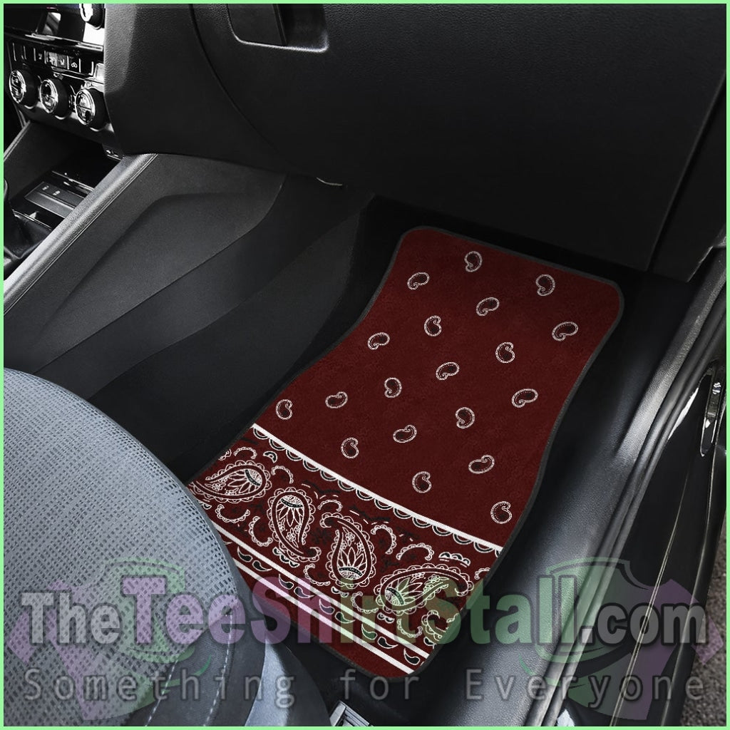 Quad Burgundy Bandana Car Mats - Fancy