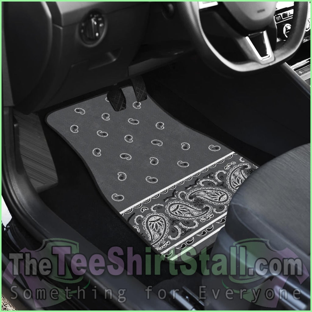 Quad Classic Gray Bandana Car Mats - Fancy