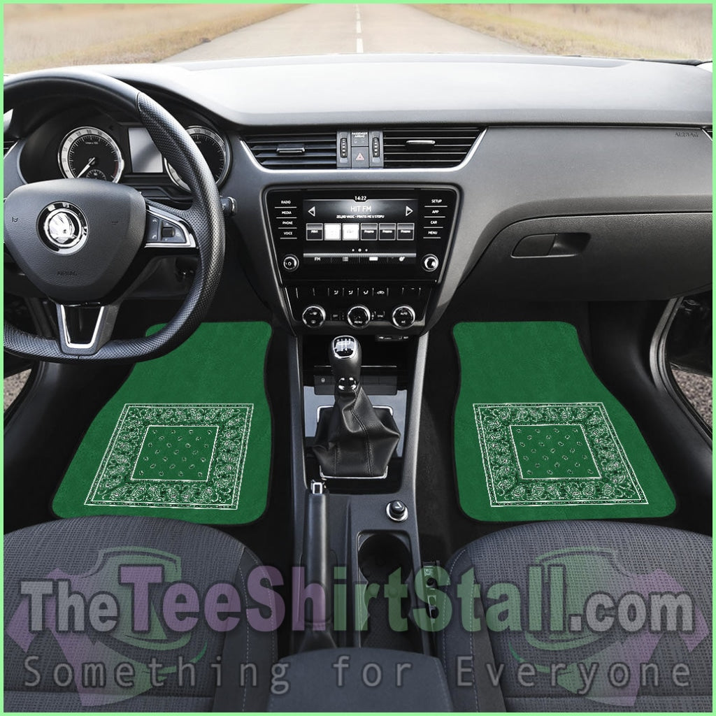 Quad Classic Green Bandana Car Floor Mats - Minimal