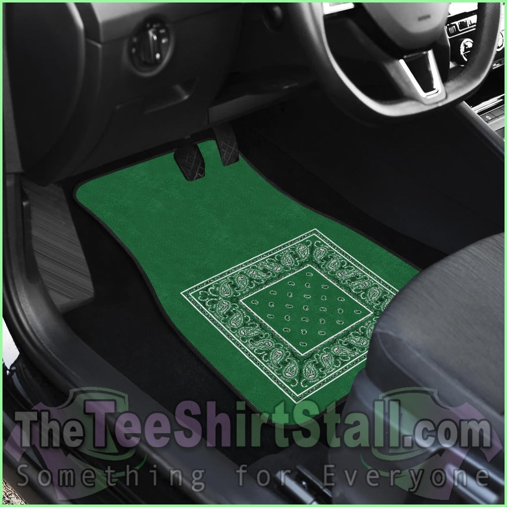 Quad Classic Green Bandana Car Floor Mats - Minimal