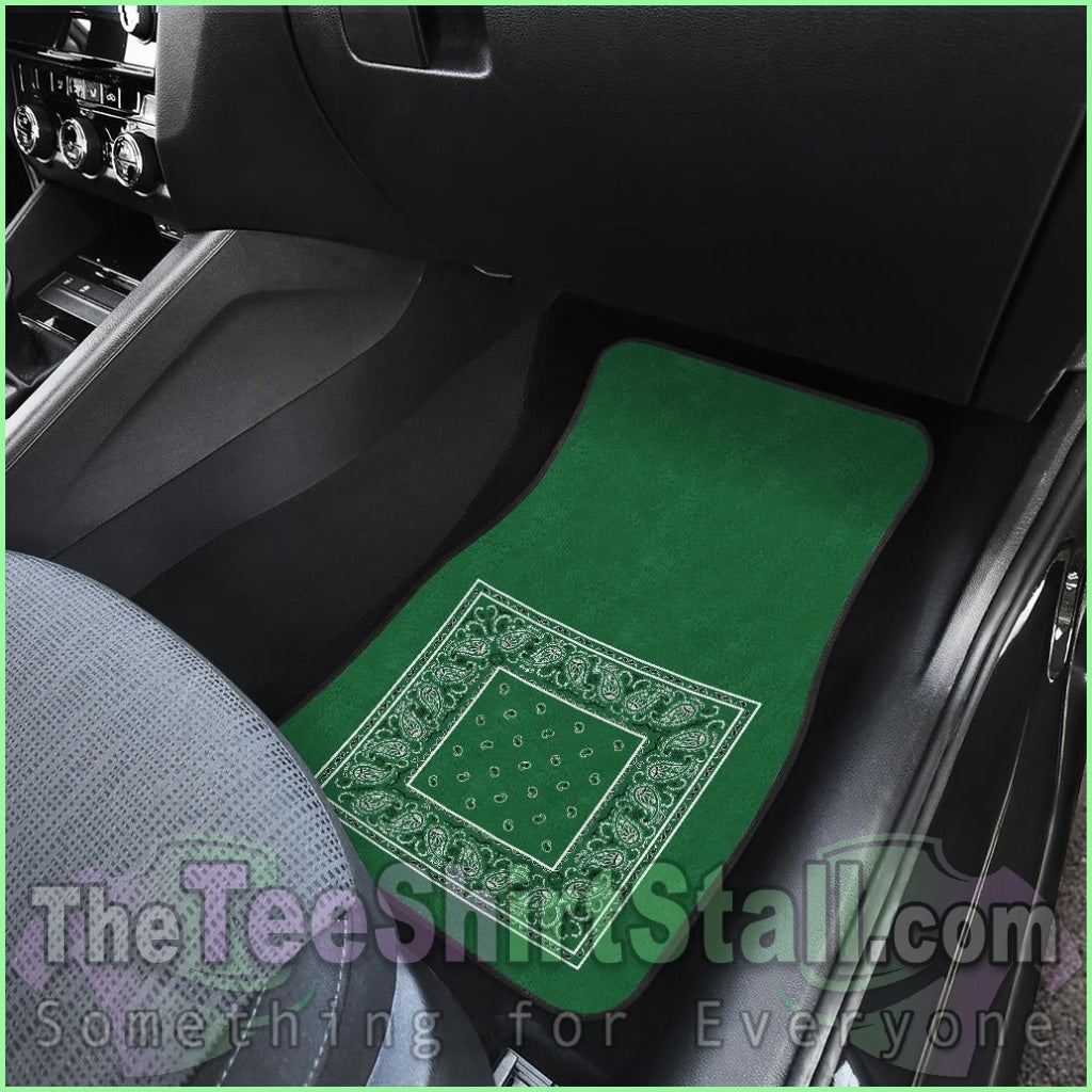 Quad Classic Green Bandana Car Floor Mats - Minimal