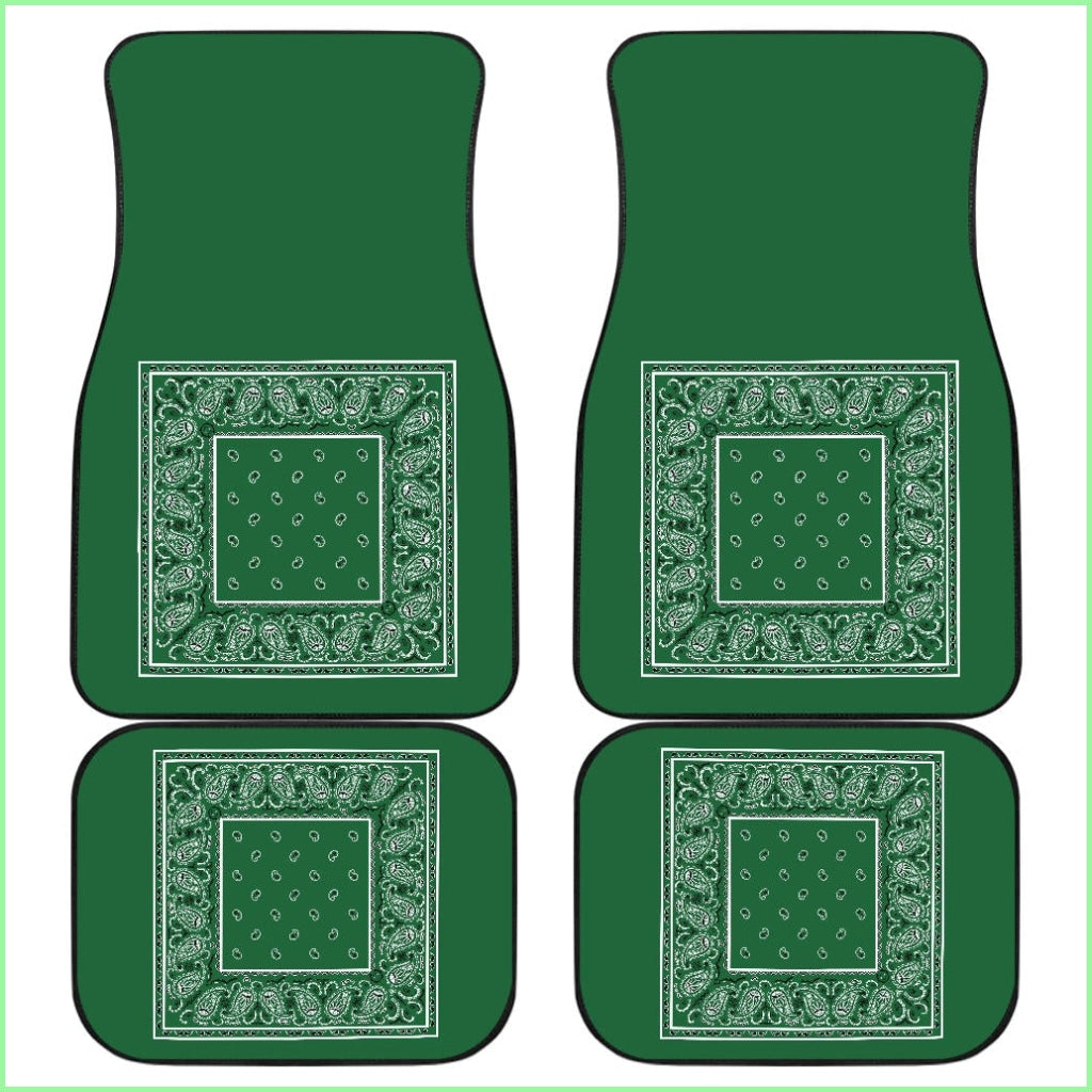 Quad Classic Green Bandana Car Floor Mats - Minimal