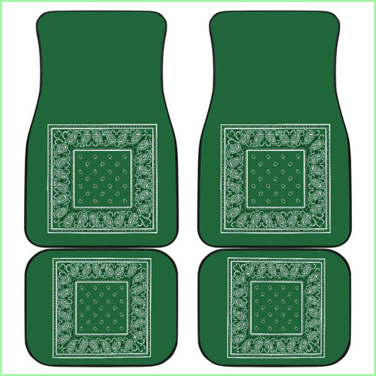 Quad Classic Green Bandana Car Floor Mats - Minimal