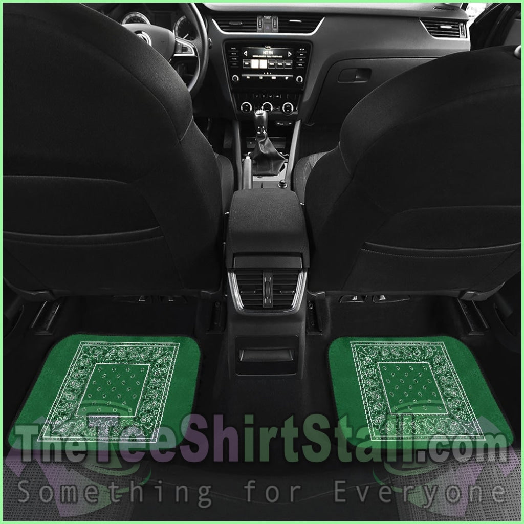 Quad Classic Green Bandana Car Floor Mats - Minimal