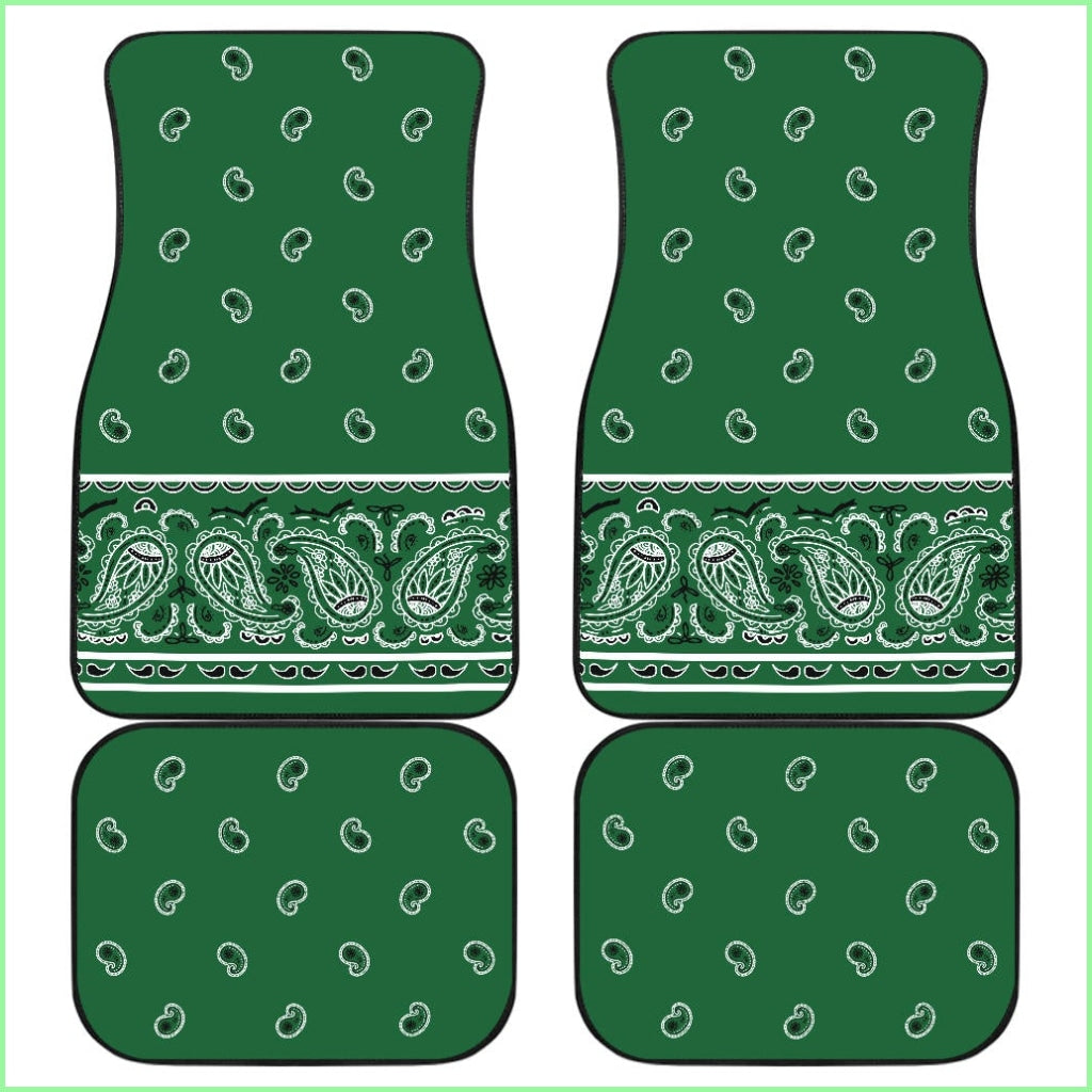 Quad Classic Green Bandana Car Mats - Fancy