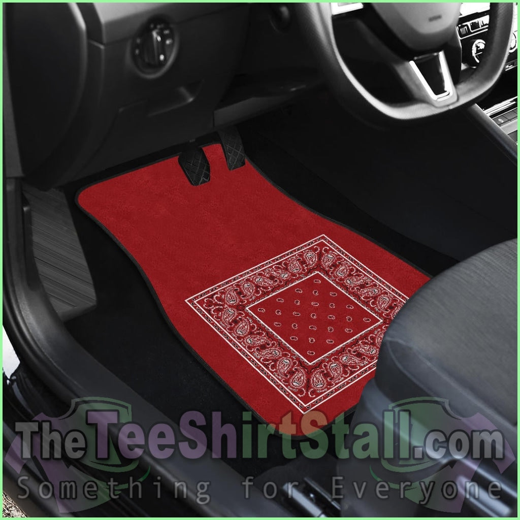 Quad Classic Red Bandana Car Floor Mats - Minimal