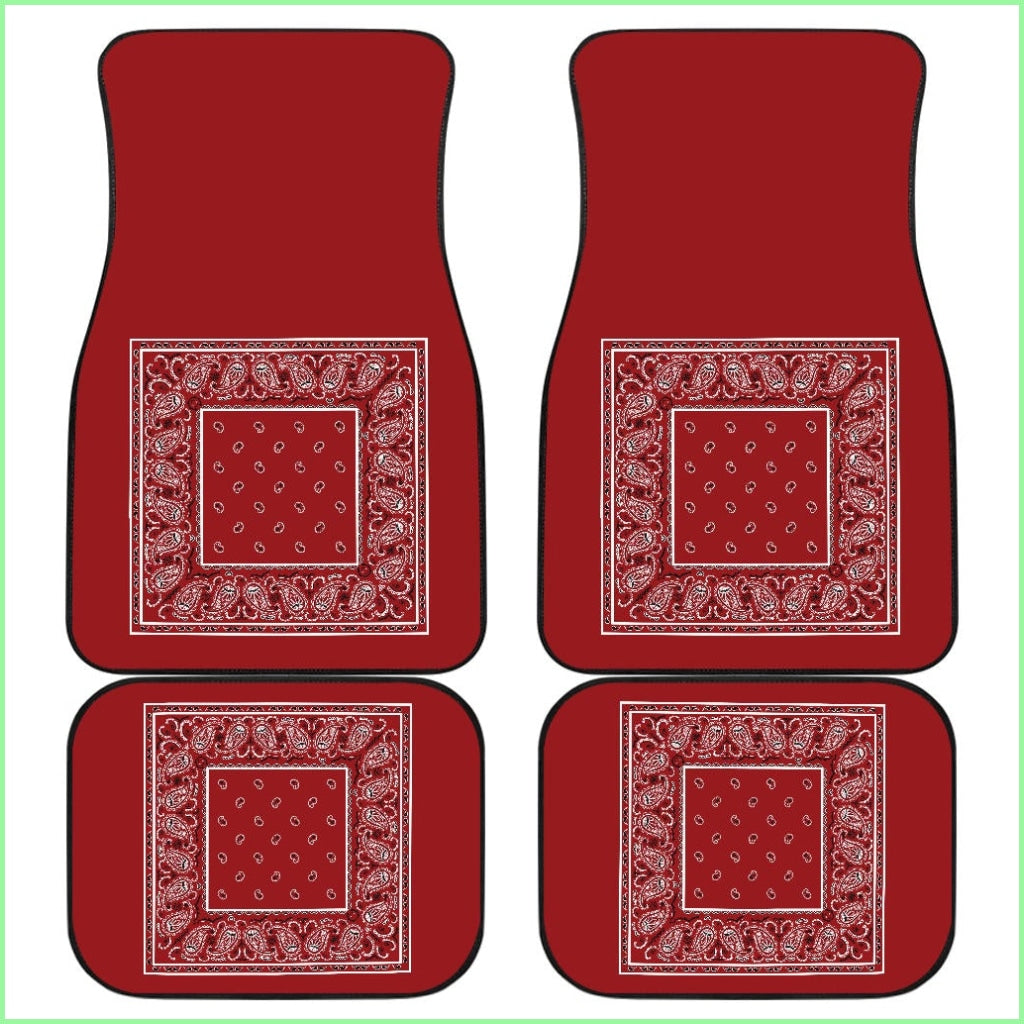 Quad Classic Red Bandana Car Floor Mats - Minimal