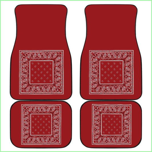 Quad Classic Red Bandana Car Floor Mats - Minimal