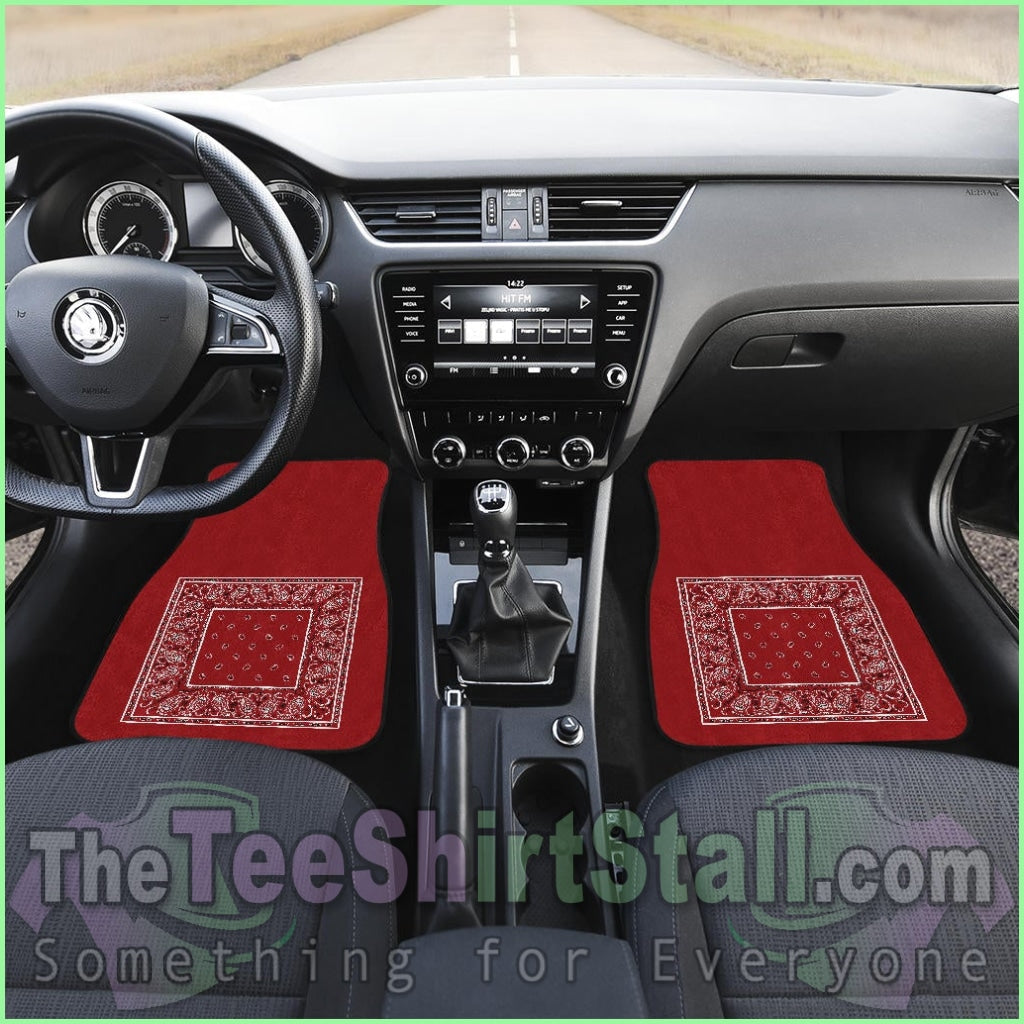 Quad Classic Red Bandana Car Floor Mats - Minimal