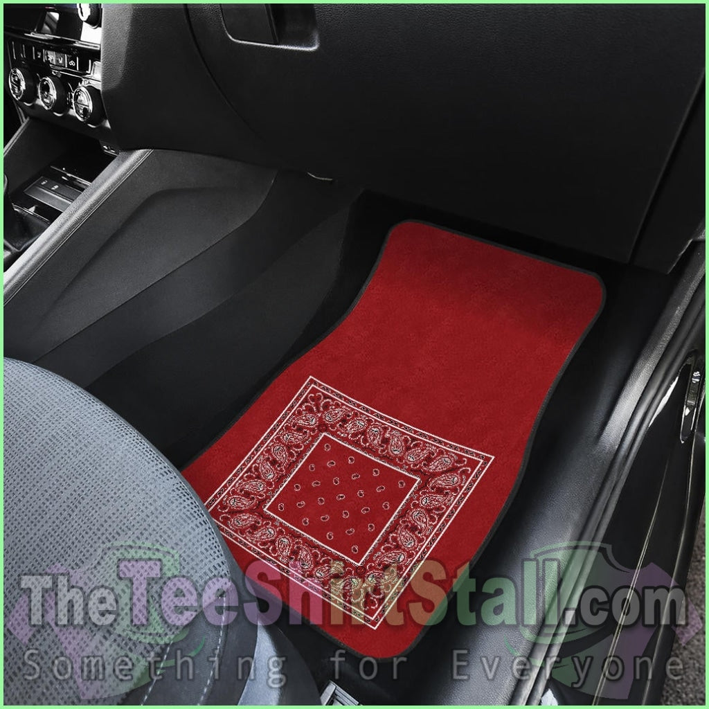 Quad Classic Red Bandana Car Floor Mats - Minimal