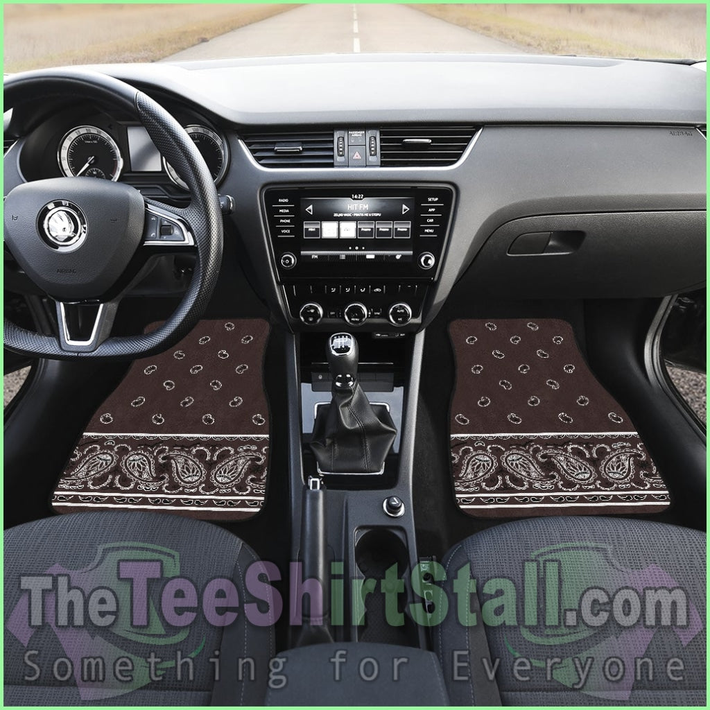 Quad Coffee Brown Bandana Car Mats - Fancy