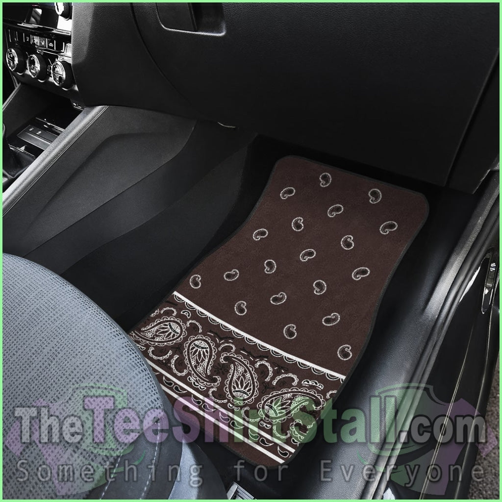 Quad Coffee Brown Bandana Car Mats - Fancy