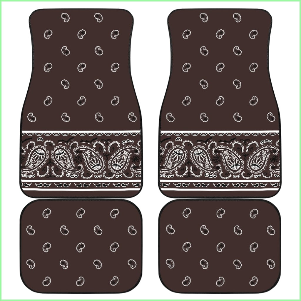 Quad Coffee Brown Bandana Car Mats - Fancy