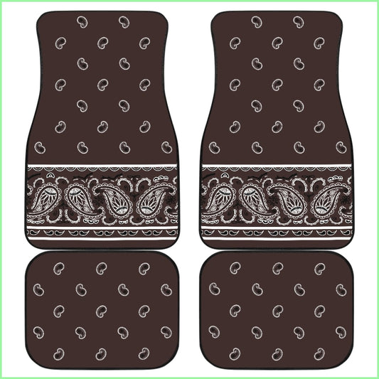 Quad Coffee Brown Bandana Car Mats - Fancy