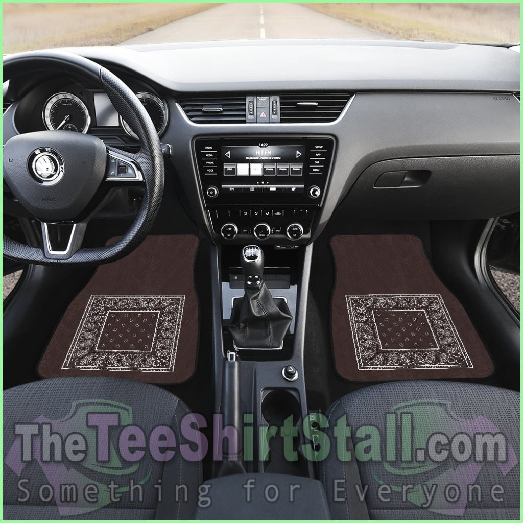 Quad Coffee Brown Bandana Car Mats - Minimal