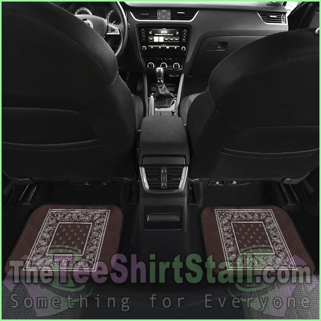 Quad Coffee Brown Bandana Car Mats - Minimal