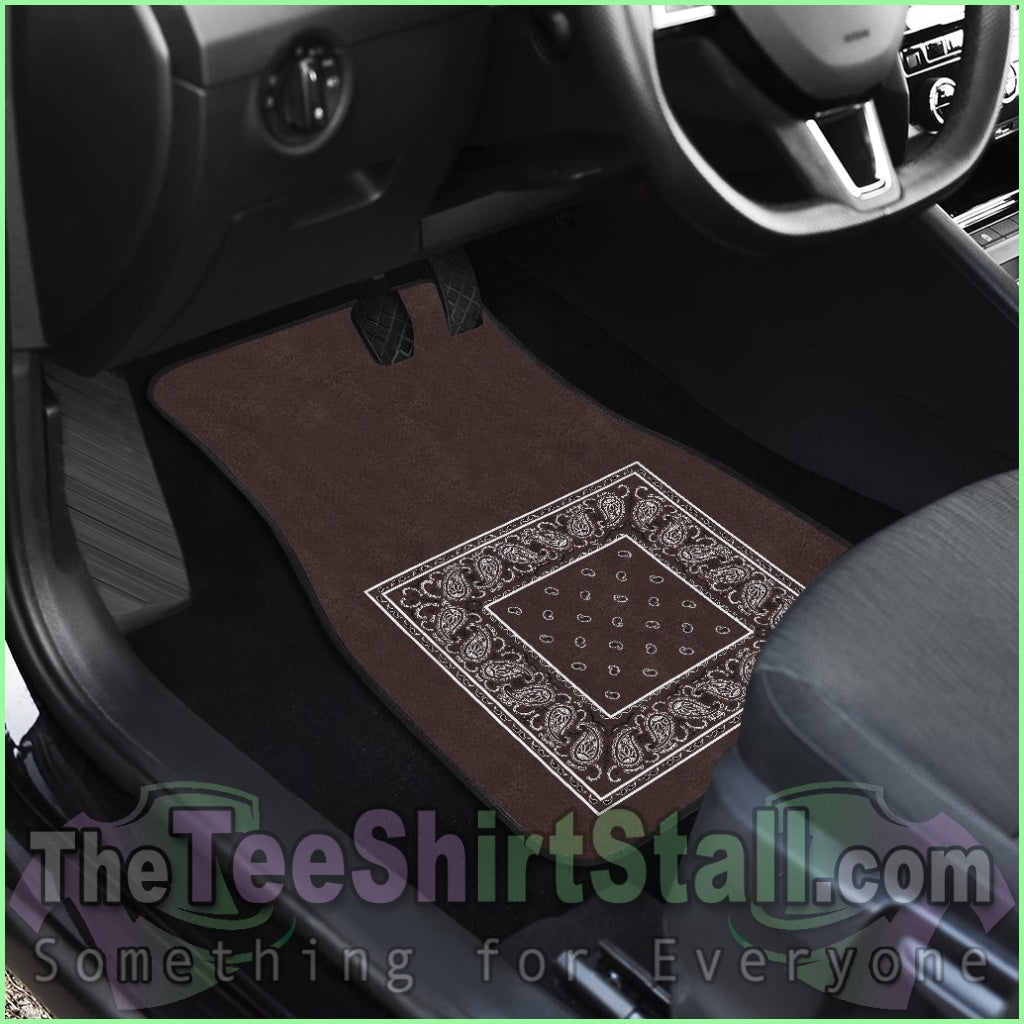 Quad Coffee Brown Bandana Car Mats - Minimal