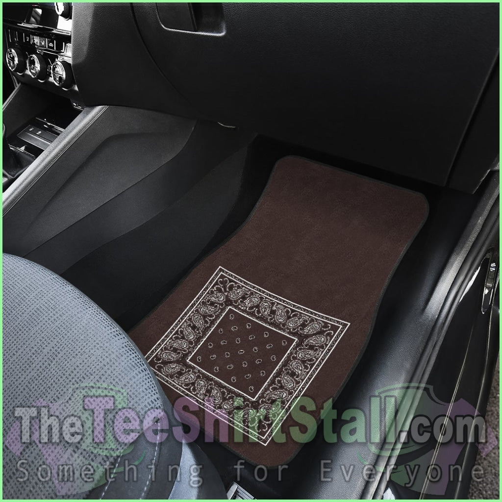 Quad Coffee Brown Bandana Car Mats - Minimal