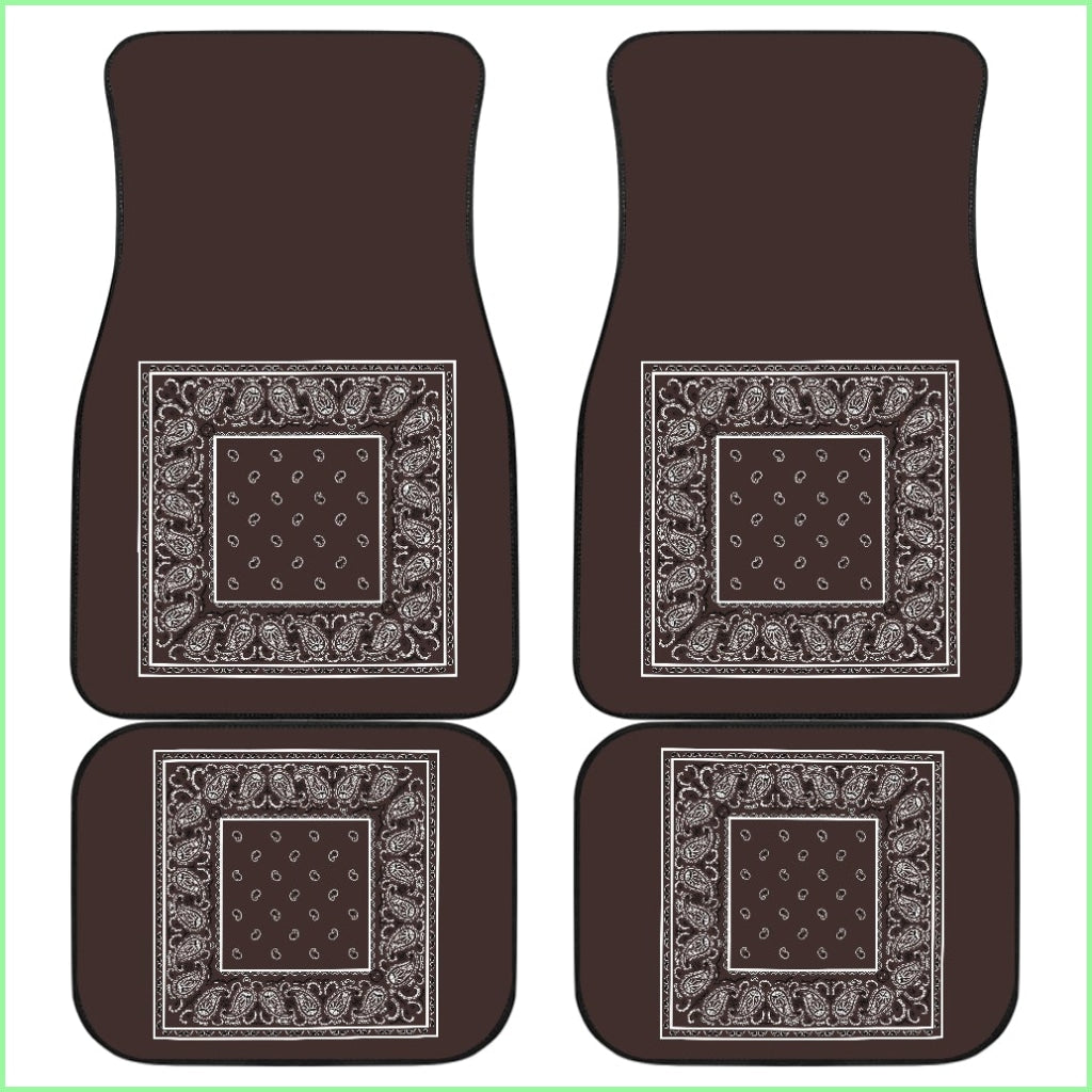 Quad Coffee Brown Bandana Car Mats - Minimal