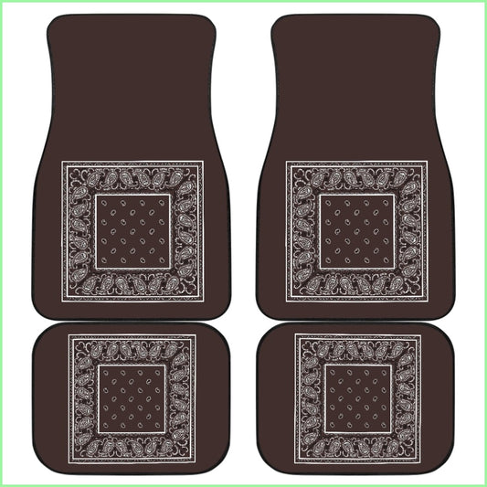 Quad Coffee Brown Bandana Car Mats - Minimal