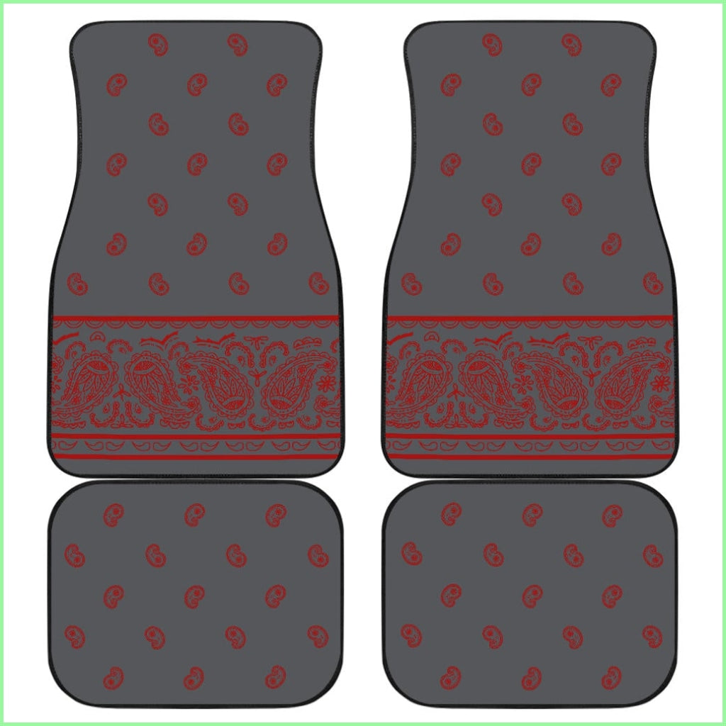 Quad Gray And Red Bandana Car Mats - Fancy