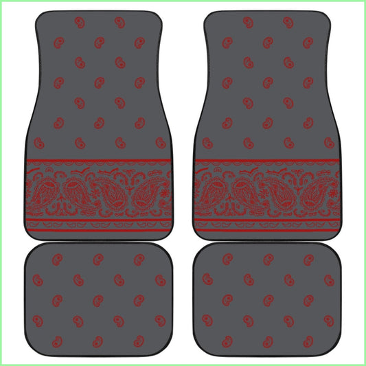 Quad Gray And Red Bandana Car Mats - Fancy