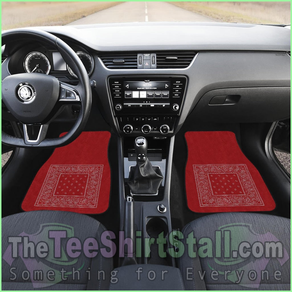 Quad Gray And Red Bandana Car Mats - Minimal