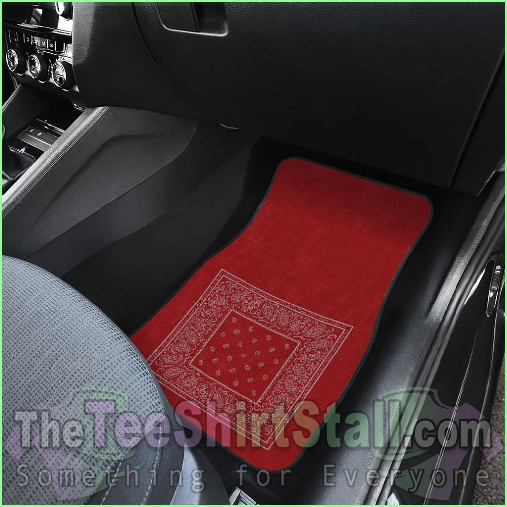 Quad Gray And Red Bandana Car Mats - Minimal