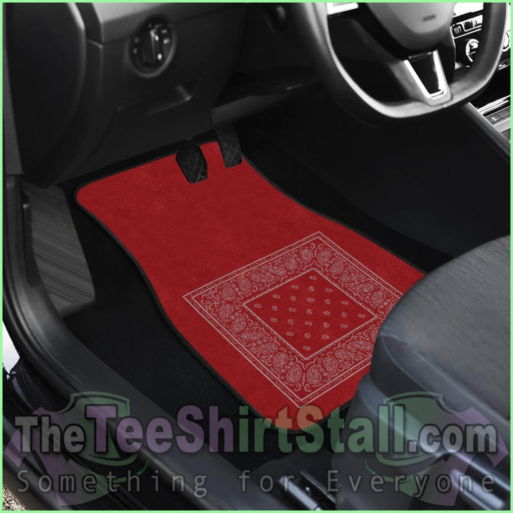 Quad Gray And Red Bandana Car Mats - Minimal