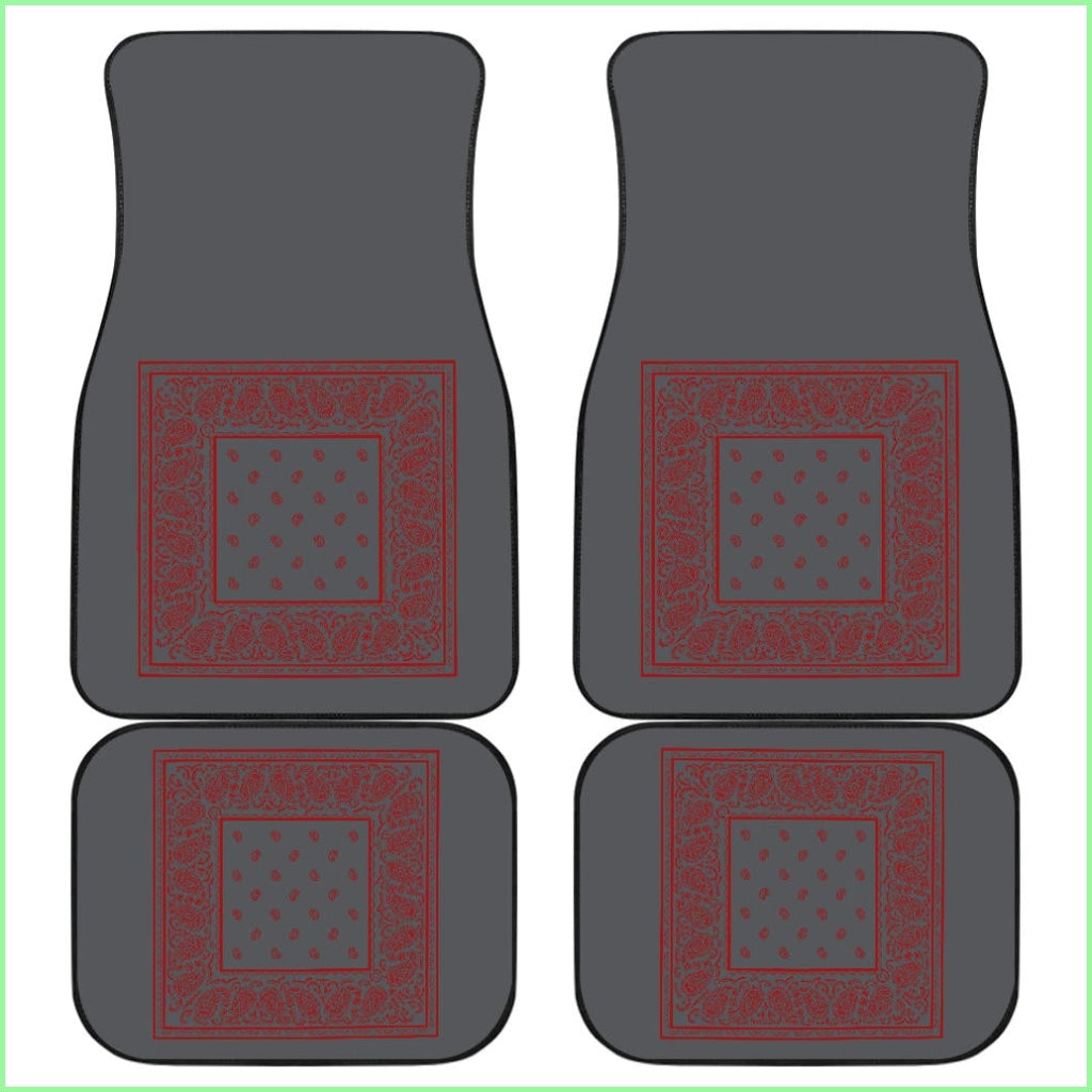 Quad Gray And Red Bandana Car Mats - Minimal