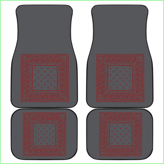 Quad Gray And Red Bandana Car Mats - Minimal