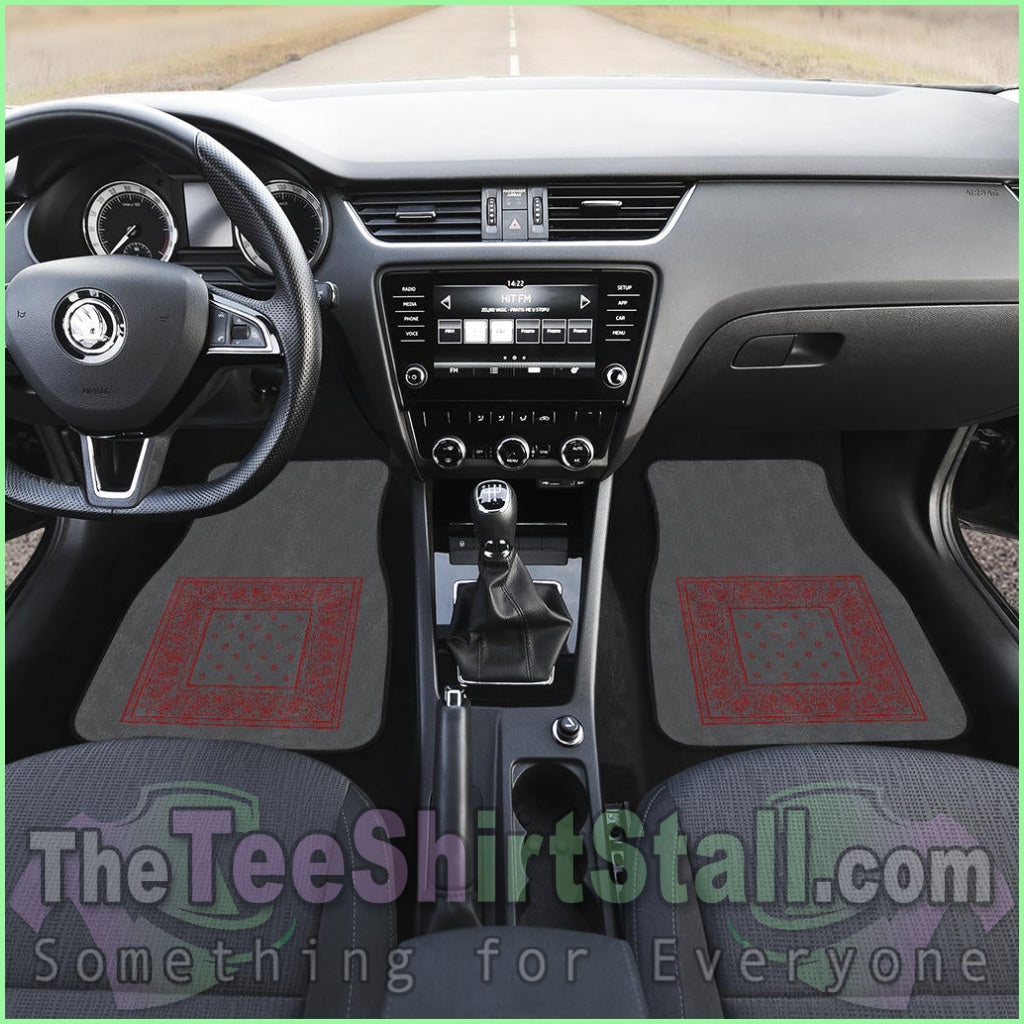 Quad Gray And Red Bandana Car Mats - Minimal