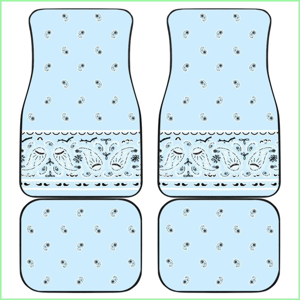 Quad Light Blue Bandana Car Floor Mats - Fancy