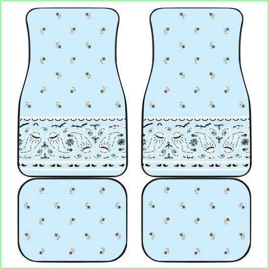 Quad Light Blue Bandana Car Floor Mats - Fancy