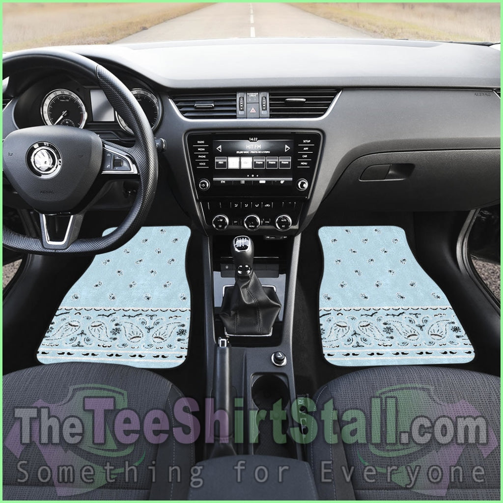 Quad Light Blue Bandana Car Floor Mats - Fancy