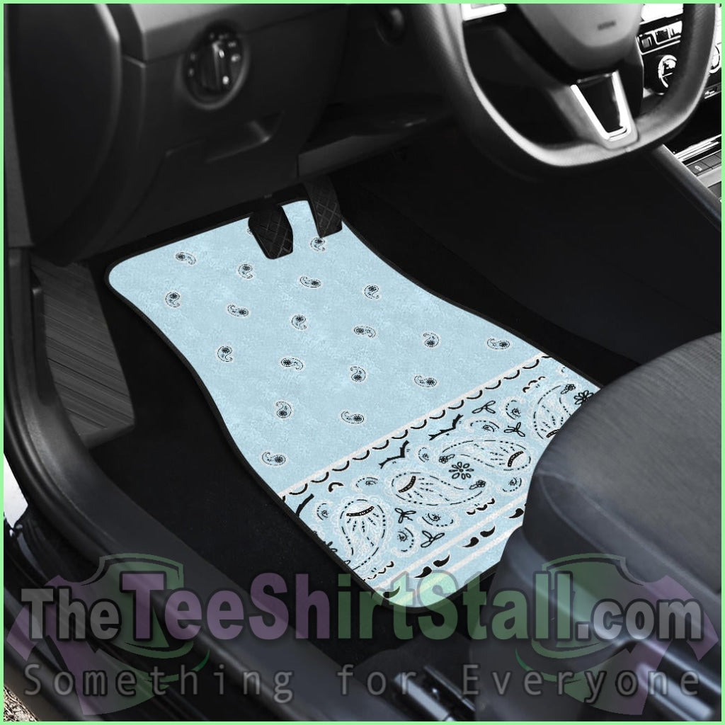 Quad Light Blue Bandana Car Floor Mats - Fancy