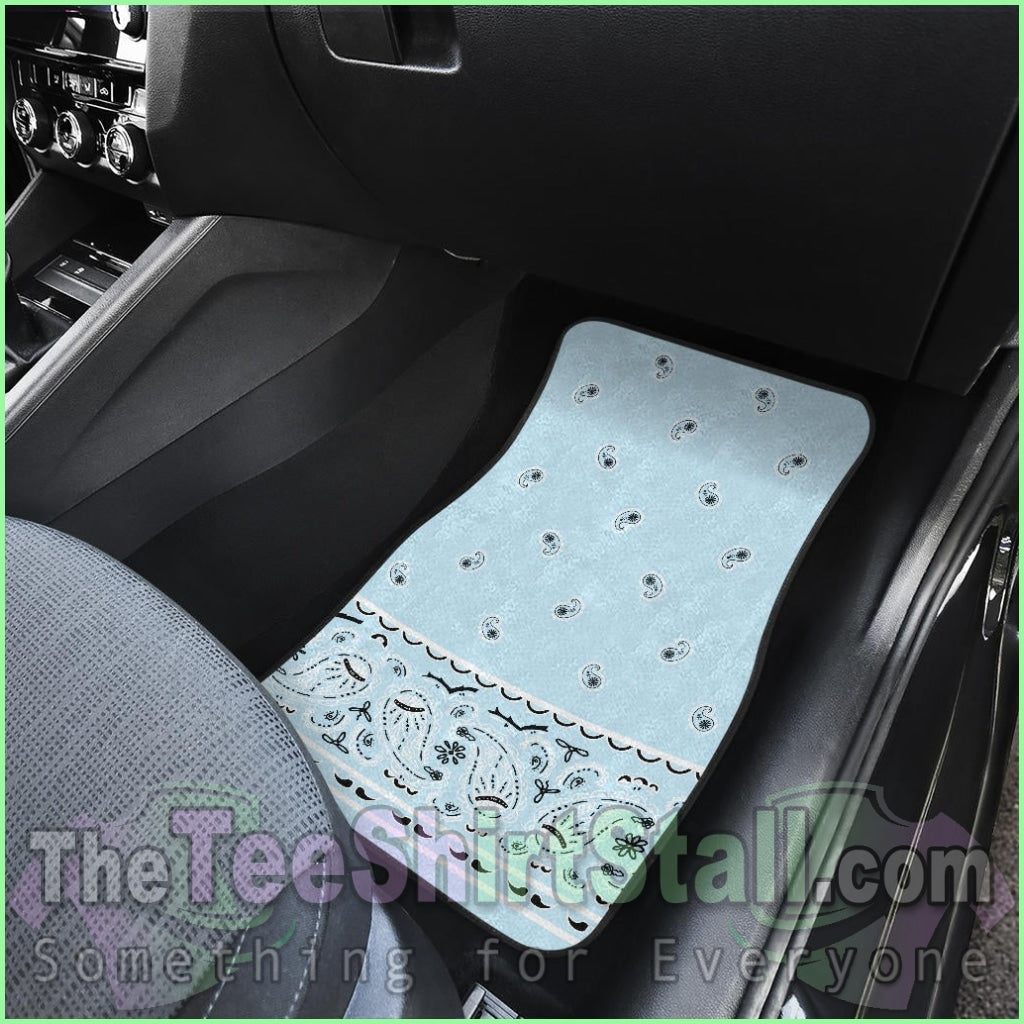 Quad Light Blue Bandana Car Floor Mats - Fancy