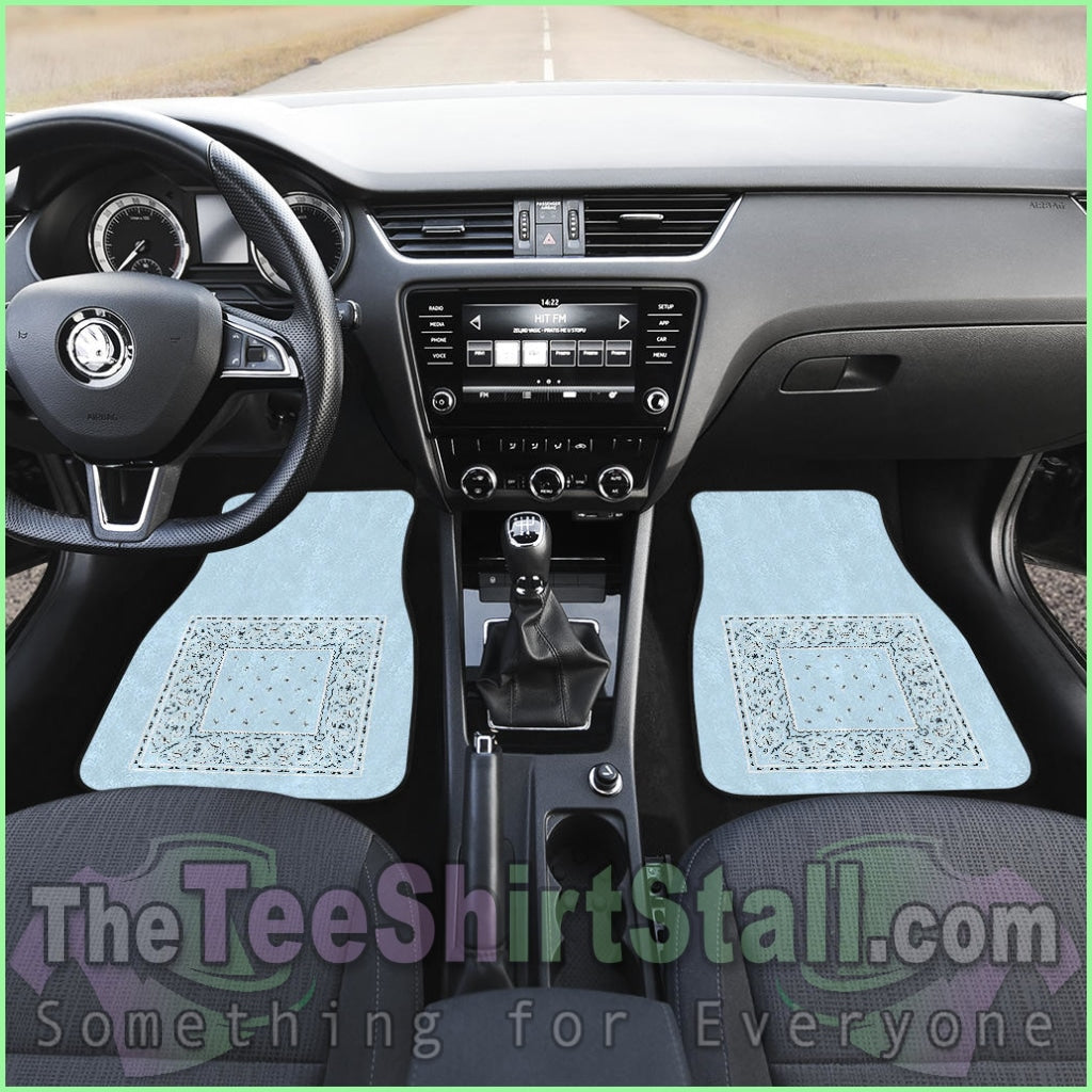 Quad Light Blue Bandana Car Floor Mats - Minimal