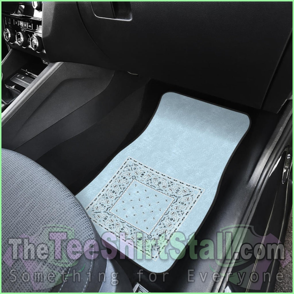 Quad Light Blue Bandana Car Floor Mats - Minimal