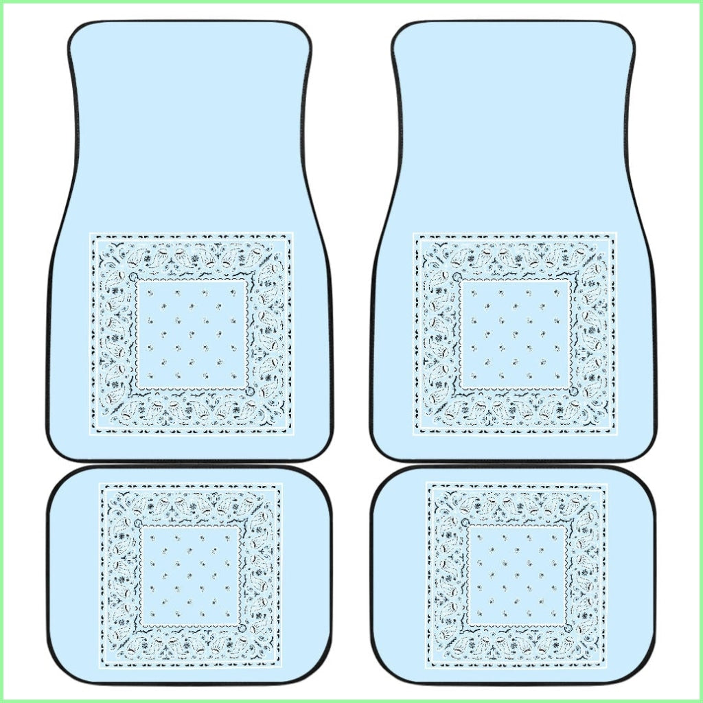 Quad Light Blue Bandana Car Floor Mats - Minimal