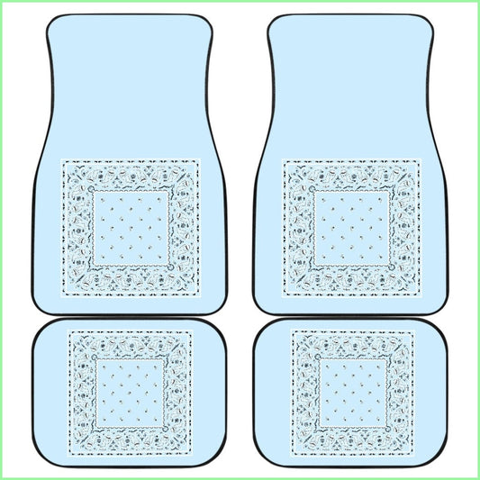 Quad Light Blue Bandana Car Floor Mats - Minimal