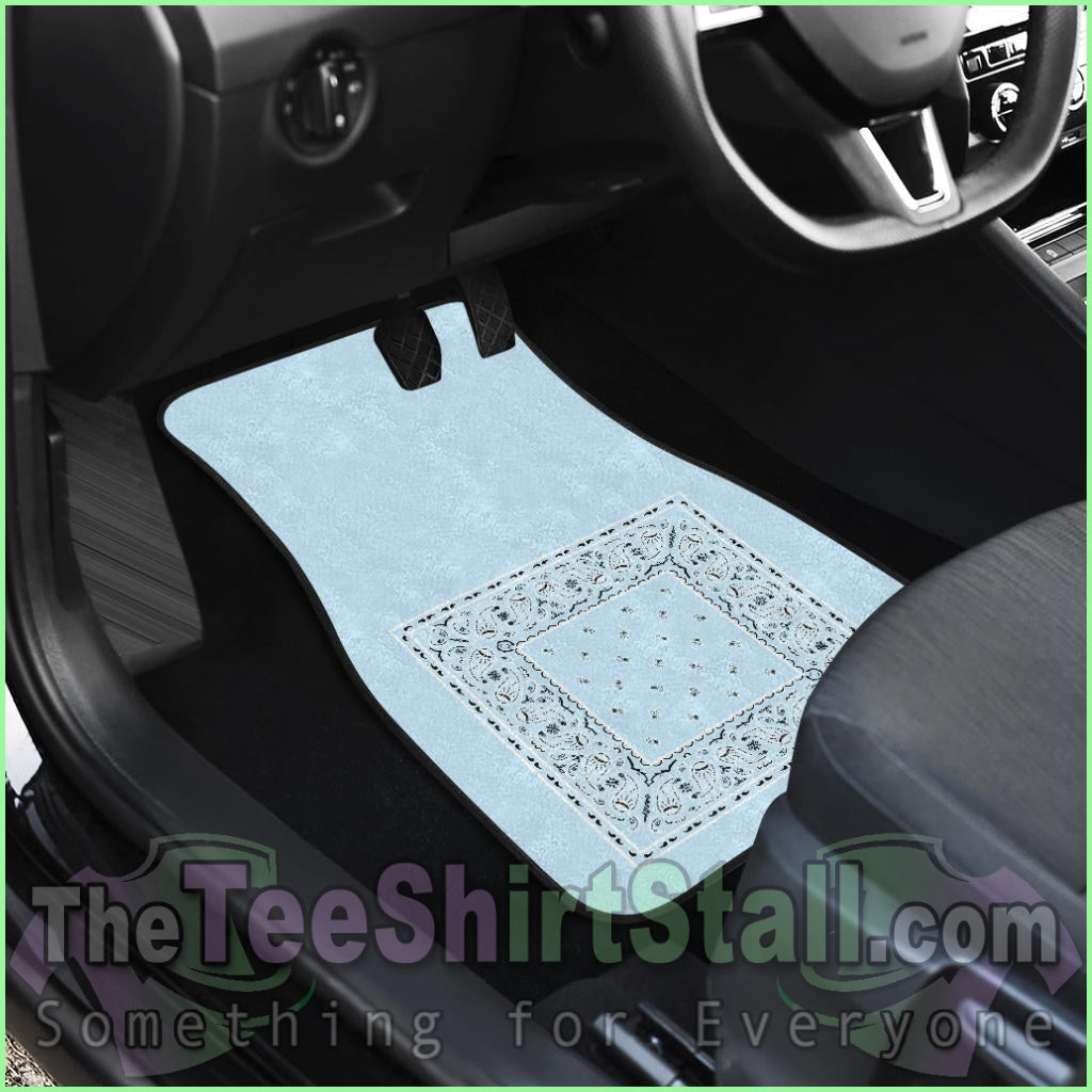 Quad Light Blue Bandana Car Floor Mats - Minimal