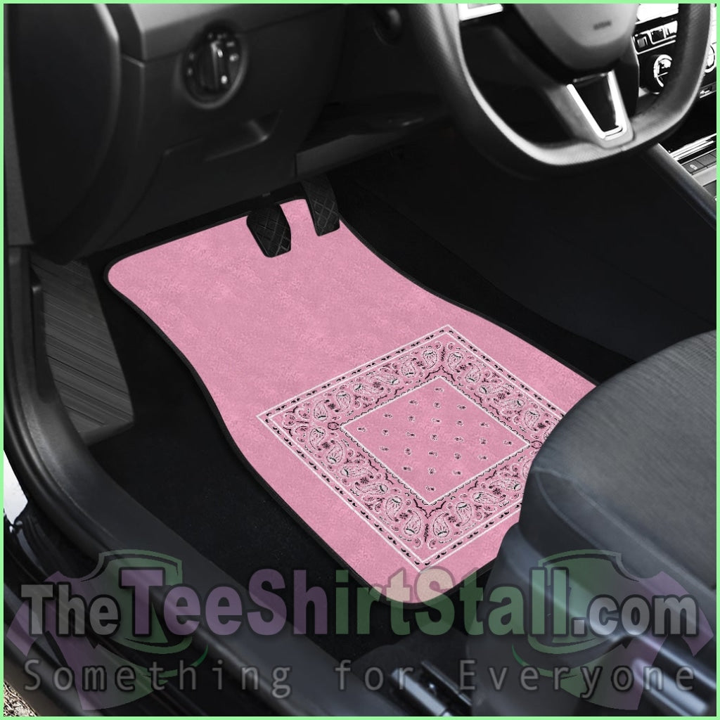 Quad Light Pink Bandana Car Mats - Minimal