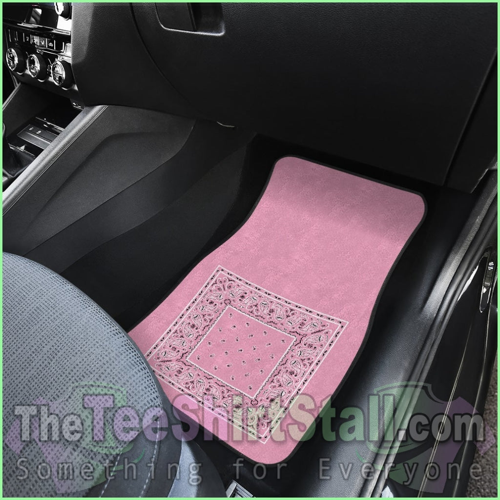 Quad Light Pink Bandana Car Mats - Minimal