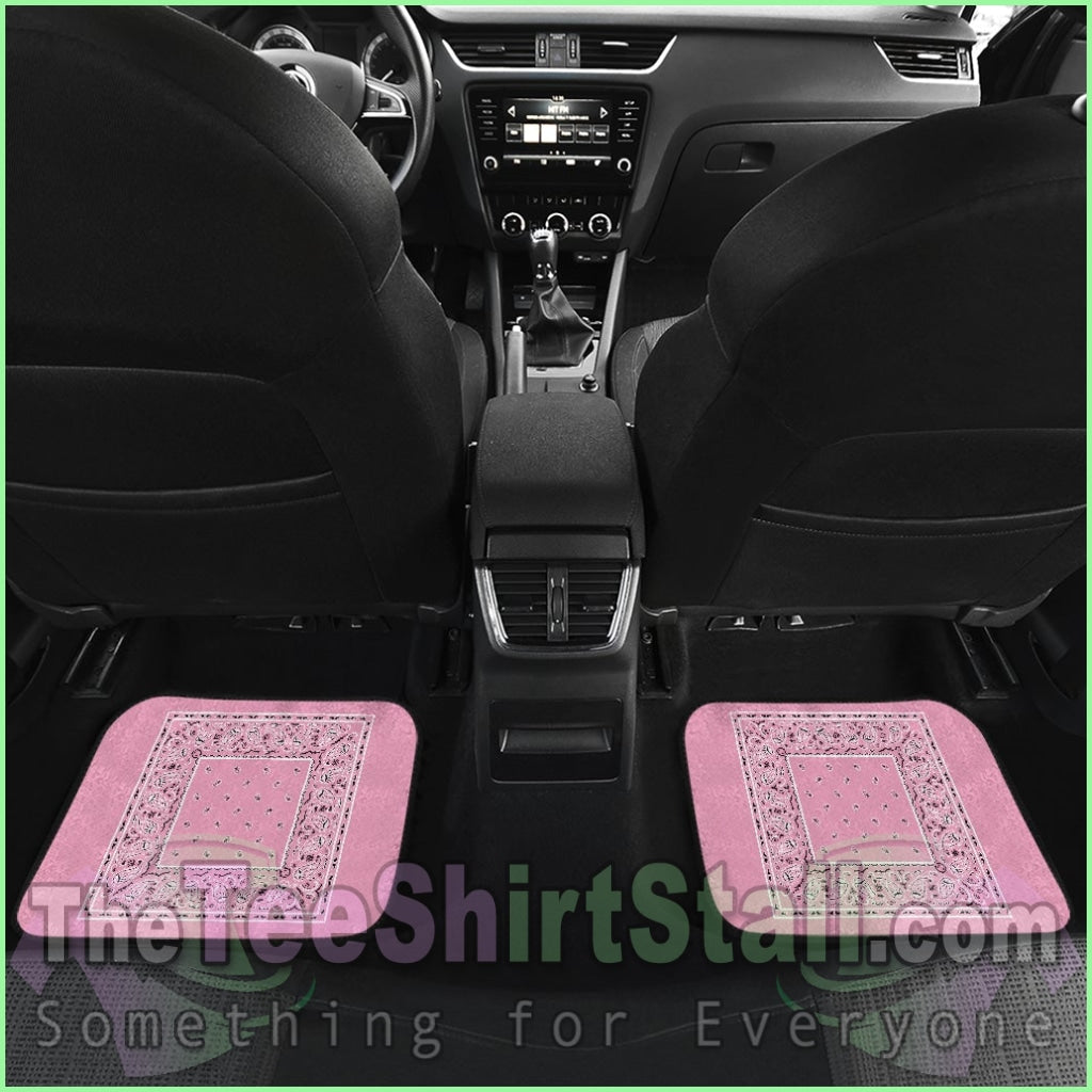 Quad Light Pink Bandana Car Mats - Minimal