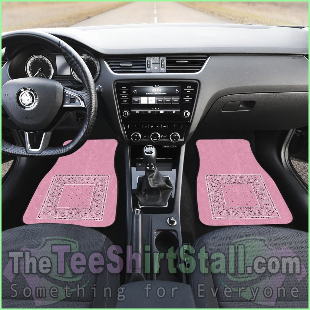 Quad Light Pink Bandana Car Mats - Minimal