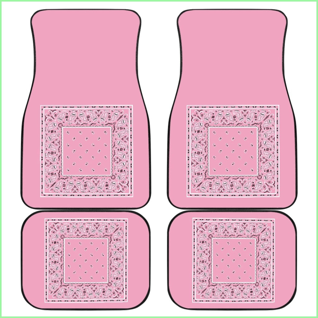 Quad Light Pink Bandana Car Mats - Minimal